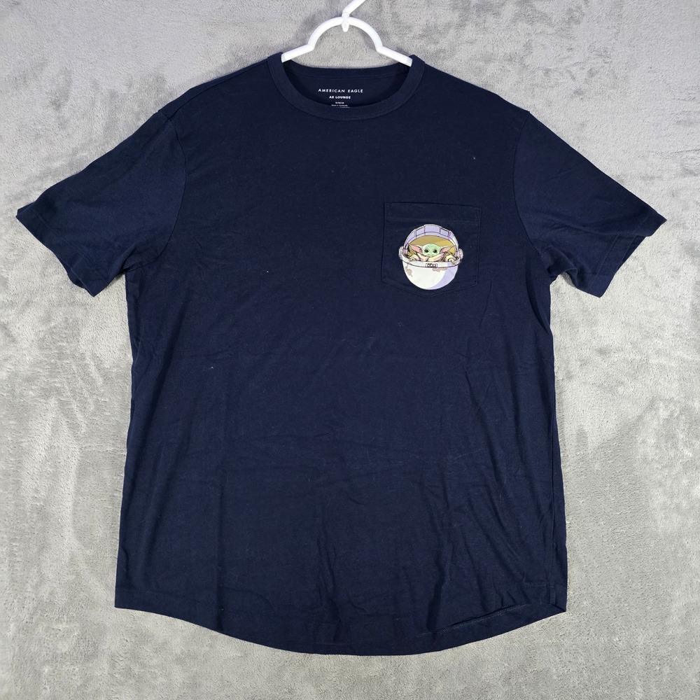 American Eagle Star Wars Baby‎ Yoda Graphic Tee AE Lounge Navy Blue M